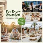 Chic Leaf Square Bamboo Palm Leaf Disposable Plates - 8" Pack of 100 - Biodegradable & Compostable Dinnerware - Disposable Party & Appetizer Plates - Sustainable Dessert Trays, Easter Meal Brunch