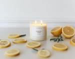 Calyan Wax Co. Lemon & Sage 2 Wick Scented Candle - 37 Hour Burn - Luxury Non Toxic Soy Wax Candles - Long Lasting Large Glass Jar Candle for Home - 8.8oz
