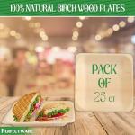 Perfectware Earth Friendly All Natural Premium Quality 100% Compostable & Biodegradable 5 Inch Birch Wood Disposable Plates. Great for Parties, Wedding Events (5.5" x 5.5" Appetizer Plate) 25 pc