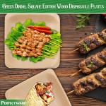 Perfectware Earth Friendly All Natural Premium Quality 100% Compostable & Biodegradable 5 Inch Birch Wood Disposable Plates. Great for Parties, Wedding Events (5.5" x 5.5" Appetizer Plate) 25 pc