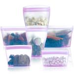 Reusable food container silicone bag, Upgrade second generation 6 Pcs Containers Storage, 100% Silicone Reusable Food Bag, Stand Up Preservation Bag, Rounded interior for easy cleaning.