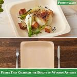 Perfectware Earth Friendly All Natural Premium Quality 100% Compostable & Biodegradable 5 Inch Birch Wood Disposable Plates. Great for Parties, Wedding Events (5.5" x 5.5" Appetizer Plate) 25 pc