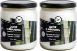 Bamboo Two Pack Odor Eliminating Highly Fragranced Candles - Eliminates 95% of Pet, Smoke, Food, and Other Smells Quickly - Up to 80 Hour Burn time - 12 Ounce Premium Soy Blend