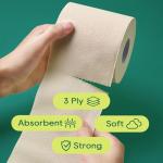 ECOLipak Bamboo Toilet Paper 3 Ply, Septic Safe Toilet Tissue, 12 Double Rolls, 320 Sheets Per Roll, Tree Free, Non Toxic, Soft and Absorbent, Eco Friendly Dye-Free Paper, Brown