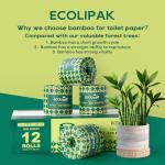 ECOLipak Bamboo Toilet Paper 3 Ply, Septic Safe Toilet Tissue, 12 Double Rolls, 320 Sheets Per Roll, Tree Free, Non Toxic, Soft and Absorbent, Eco Friendly Dye-Free Paper, Brown