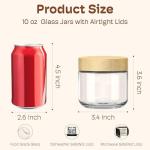4 Pack 10oz Overnight Oats Containers with Bamboo Lids, Glass Jars with Airtight Lids for Meal Prep, Wide Mouth Mason Salad Jars, Glass Food Storage Container for Yogurt Chia Snacks Spice Sugar
