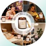 Candles for Home Scented, 4 Pack Soy Candle Non Toxic, Spring Scented Candles with Lavender Thyme, Magnolia & Sandalwood, Amber Patchouli, Lemon Eucalyptus - Candle Gifts Set for Women & Mothers Day