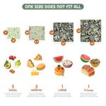 Akeeko Reusable Beeswax Food Wraps - Assorted 9 Packs, Reusable, Plastic-Free Food Storage, 5 Small, 2 Medium, 1 Large, 1 Extra Large Wraps with Flower and Birds Pattern
