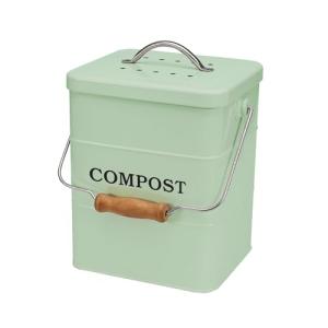 ayacatz Stainless Steel Compost Bin for Kitchen Countertop Compost Bin,1 Gallon, Kitchen Trash Can -Includes Charcoal Filter,Compost with Lid-Green