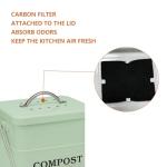 ayacatz Stainless Steel Compost Bin for Kitchen Countertop Compost Bin,1 Gallon, Kitchen Trash Can -Includes Charcoal Filter,Compost with Lid-Green