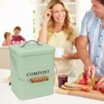ayacatz Stainless Steel Compost Bin for Kitchen Countertop Compost Bin,1 Gallon, Kitchen Trash Can -Includes Charcoal Filter,Compost with Lid-Green