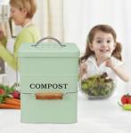 ayacatz Stainless Steel Compost Bin for Kitchen Countertop Compost Bin,1 Gallon, Kitchen Trash Can -Includes Charcoal Filter,Compost with Lid-Green