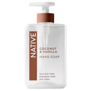 Native Liquid Hand Soap, Coconut & Vanilla Scent, Non-Drying Formula for Soft, Smooth Hands, Made with Plant-Based Cleansers, Sulfate & Paraben Free, 13 oz Bottle