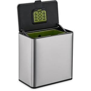 Simpli-Magic Kitchen Compost Bin and Caddy, 5L / 1.32 Gal Stainless Steel with Removable Inner Bucket and Deodorizer Compartment, 2-in-1 Countertop Compost Bin with Lid, Kitchen Food Waste, 79705