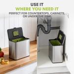 Simpli-Magic Kitchen Compost Bin and Caddy, 5L / 1.32 Gal Stainless Steel with Removable Inner Bucket and Deodorizer Compartment, 2-in-1 Countertop Compost Bin with Lid, Kitchen Food Waste, 79705