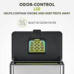 Simpli-Magic Kitchen Compost Bin and Caddy, 5L / 1.32 Gal Stainless Steel with Removable Inner Bucket and Deodorizer Compartment, 2-in-1 Countertop Compost Bin with Lid, Kitchen Food Waste, 79705