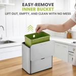 Simpli-Magic Kitchen Compost Bin and Caddy, 5L / 1.32 Gal Stainless Steel with Removable Inner Bucket and Deodorizer Compartment, 2-in-1 Countertop Compost Bin with Lid, Kitchen Food Waste, 79705