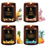 Scented Candles Set, 4 Pack Soy Candles for Home Scented, Candle Gifts for Men Women, Scents of Pineapple Cocktail/Coconut Vanilla/Pink Sands/Bahamian Breeze