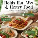 Palma Collective Palm Leaf Plates 48 Pack (24 Round + 24 Square 8 Inch) - Heavy Duty Compostable Disposable Plates Like Bamboo - Eco Friendly Biodegradable Party Plates for Wedding Events