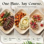 Palma Collective Palm Leaf Plates 48 Pack (24 Round + 24 Square 8 Inch) - Heavy Duty Compostable Disposable Plates Like Bamboo - Eco Friendly Biodegradable Party Plates for Wedding Events