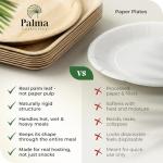 Palma Collective Palm Leaf Plates 48 Pack (24 Round + 24 Square 8 Inch) - Heavy Duty Compostable Disposable Plates Like Bamboo - Eco Friendly Biodegradable Party Plates for Wedding Events