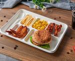 Vplus 100% Compostable 6 Compartment Plates, 90 Pack Compartment Paper Plate, 12.5x8.6 inch Disposable School Lunch Trays, Eco-Friendly Bagasse Plates for School Lunch, Buffet, and Party