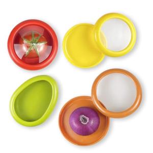 LYLHZRMDGC Set of 4 Fresh Food Containers, Fresh Pod, Reusable Silicone Storage Pods for Avocado, Onions, Tomatoes, Garlic – Anti-Oxidation for Fridge, Send Goods from Local Warehouse