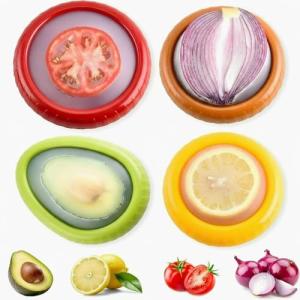 AWLGAK Avocado Saver and Onions Storage - Set of 4 Reusable Storage Containers for Fridge - Ideal for Potatoes，Tomato,Grapes，Garlic, Lemons