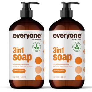 Everyone 3-in-1 Soap, Body Wash, Bubble Bath, Shampoo, 32 Ounce (Pack of 2), Citrus and Mint, made with Essential Oils for Men and Women