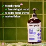 Everyone 3-in-1 Soap, Body Wash, Bubble Bath, Shampoo, 32 Ounce (Pack of 2), Lavender and Aloe, made with Essential Oils for Men and Women