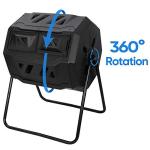 Saturnpower Large Composting Tumbler Dual Chamber Outdoor Garden Rotating Compost Bin Tumbling Composter with Sliding Door (43 Gallon, Black)