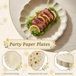WELLIFE 100 Count 9 Inch Party Paper Plates - Compostable & Eco-Friendly, Natural Scalloped Plates Disposable Dinner Plates for Picnic,Birthday-100% Sugarcane,Leak Resistant