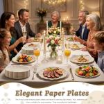 WELLIFE 100 Count 9 Inch Party Paper Plates - Compostable & Eco-Friendly, Natural Scalloped Plates Disposable Dinner Plates for Picnic,Birthday-100% Sugarcane,Leak Resistant