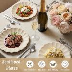 WELLIFE 100 Count 9 Inch Party Paper Plates - Compostable & Eco-Friendly, Natural Scalloped Plates Disposable Dinner Plates for Picnic,Birthday-100% Sugarcane,Leak Resistant