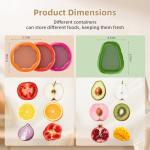 TQRR Set of 4 Reusable Silicone Food Storage Containers for fridge - Fruit and Vegetable Storage, Avocado Saver, Ideal for Apple, Onion, Tomatoes, Lemons, Orange and Potatoes