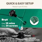 Werph 43 Gallon Compost Bin with Gloves, Fast Assembly & Easy Setup Outdoor Compost Tumbler, Updated Dual Chamber Tumbling Composter for Garden, Kitchen, and Yard Waste, Green