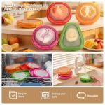 TQRR Set of 4 Reusable Silicone Food Storage Containers for fridge - Fruit and Vegetable Storage, Avocado Saver, Ideal for Apple, Onion, Tomatoes, Lemons, Orange and Potatoes