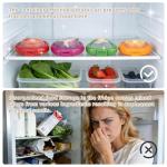 TQRR Set of 4 Reusable Silicone Food Storage Containers for fridge - Fruit and Vegetable Storage, Avocado Saver, Ideal for Apple, Onion, Tomatoes, Lemons, Orange and Potatoes