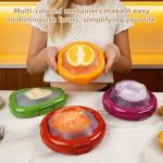 TQRR Set of 4 Reusable Silicone Food Storage Containers for fridge - Fruit and Vegetable Storage, Avocado Saver, Ideal for Apple, Onion, Tomatoes, Lemons, Orange and Potatoes