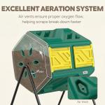 Werph 43 Gallon Compost Bin with Gloves, Fast Assembly & Easy Setup Outdoor Compost Tumbler, Updated Dual Chamber Tumbling Composter for Garden, Kitchen, and Yard Waste, Green