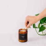 Calyan Wax Co. Apples & Maple Bourbon Scented Candle - 57 Hour Burn - Luxury Non Toxic Soy Wax Candles - Long Lasting Amber Glass Jar Candle for Home - 7.2oz