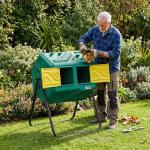 Werph 43 Gallon Compost Bin with Gloves, Fast Assembly & Easy Setup Outdoor Compost Tumbler, Updated Dual Chamber Tumbling Composter for Garden, Kitchen, and Yard Waste, Green