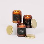 Calyan Wax Co. Apples & Maple Bourbon Scented Candle - 57 Hour Burn - Luxury Non Toxic Soy Wax Candles - Long Lasting Amber Glass Jar Candle for Home - 7.2oz