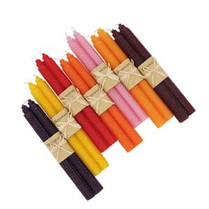 Set of 14 9 Inch Beeswax Taper Candles - Smokeless Unscented Long Burning Dripless Candles for Wedding, Home Decor, Dinner Party, and Holiday Gifting