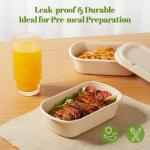 HorizonNest [100% Eco-Friendly] Disposable Food Containers with Lids – Sugarcane Pulp Take Out Boxes, Biodegradable, Compostable, Microwave Safe Lunch Containers – Pack of 50 (24 OZ)