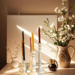 Set of 14 9 Inch Beeswax Taper Candles - Smokeless Unscented Long Burning Dripless Candles for Wedding, Home Decor, Dinner Party, and Holiday Gifting