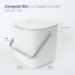 Blue Ginkgo Kitchen Compost Bin [2.6L / 0.69 GAL] – Filter-Free, Odor-Tight Countertop Food Waste Pail with Handle (Made in Korea, White)