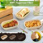 HorizonNest [100% Eco-Friendly] Disposable Food Containers with Lids – Sugarcane Pulp Take Out Boxes, Biodegradable, Compostable, Microwave Safe Lunch Containers – Pack of 50 (24 OZ)