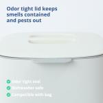 Blue Ginkgo Kitchen Compost Bin [2.6L / 0.69 GAL] – Filter-Free, Odor-Tight Countertop Food Waste Pail with Handle (Made in Korea, White)