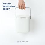 Blue Ginkgo Kitchen Compost Bin [2.6L / 0.69 GAL] – Filter-Free, Odor-Tight Countertop Food Waste Pail with Handle (Made in Korea, White)